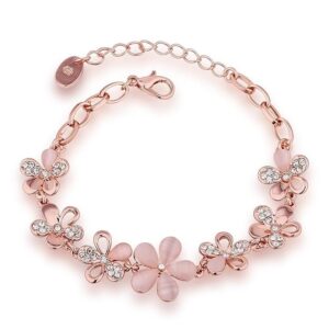 Stylish Rose Gold Plated Crystal Bracelet Bangle Jewellery for Girls and Women