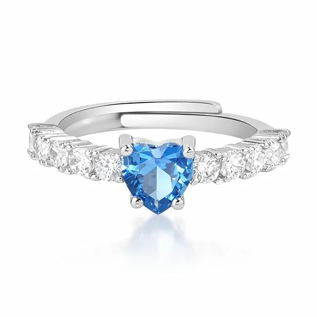 Crushly Jewels Blue Gemstone Heart Ring